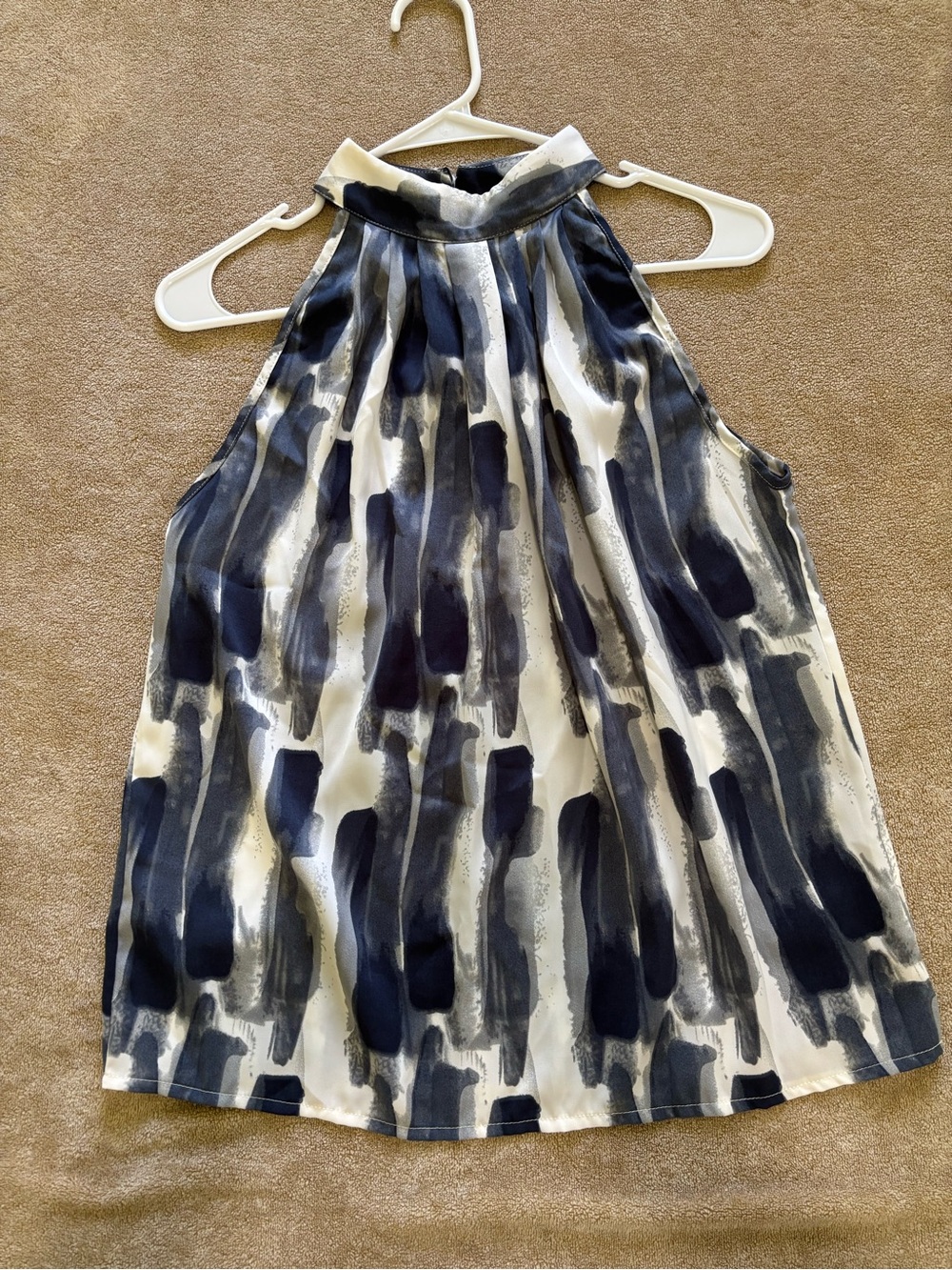 INC International Concepts Navy and White Printed Halter Camisole